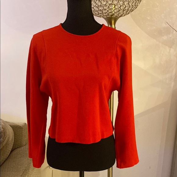 ALC Red Fitted Crop Blouse size 2 - Picture 1 of 4